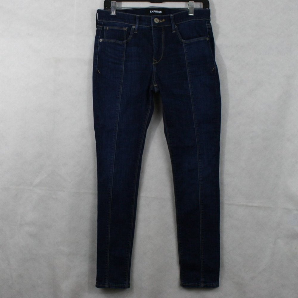 Express Denim Perfect Blue Cotton Blend Ankle Legging Stretch Jeans SZ 8 EUC